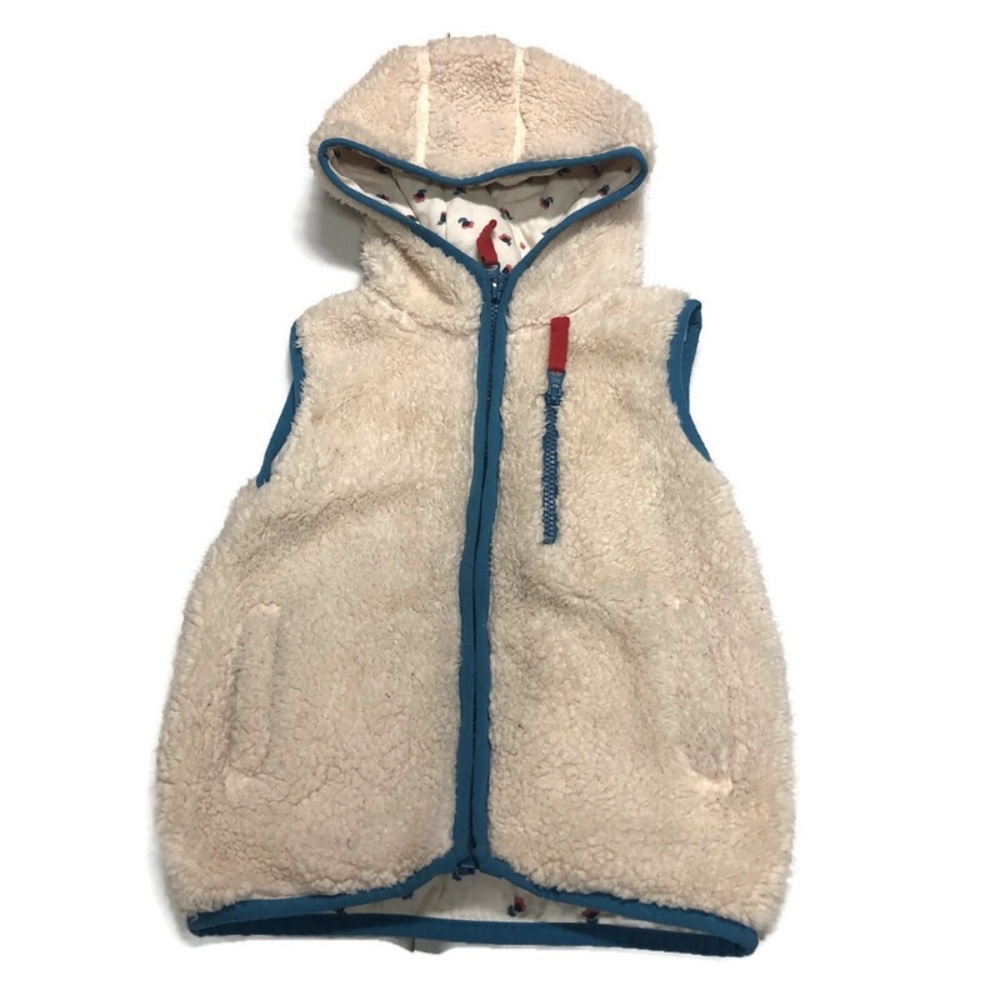 Mini Boden hooded Sherpa vest 3-4 year